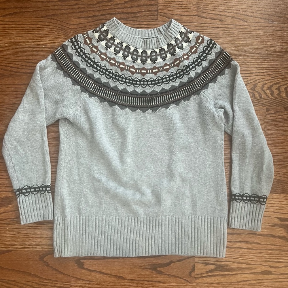Hanna Andersson Gray Sweater with Black Pattern